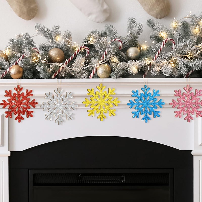 Sophena Wooden Christmas Snowflake Ornaments to Paint Christmas Winter Decoration Cutouts Unfinished 24PCS 3.5 inches, DIY Blank Unfinished Christmas Tree Ornament for Home Snowflakes Crafts Hanging - Image 2